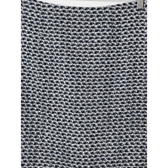Calvin Klein Skirt Tweed Geometric Pencil Straight Mini Lined Blue Black Size 2 - Picture 3 of 11